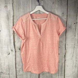 L.L. Bean Embroidered V neck T-Shirt